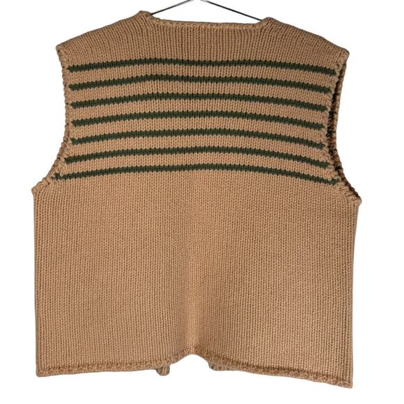 RE/DONE Patch Pocket Wool Vest Apricot Tan Sage Green Stripe Medium - Picture 6 of 8